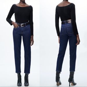 NWT ZARA Z1975 Mom Jeans Classic Vintage Style Tapered Jeans Mid-Blue Sz 2